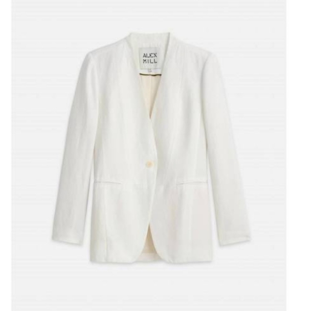 NEW ALEX MILL women's janine twill blazer in ecru linen Size XS